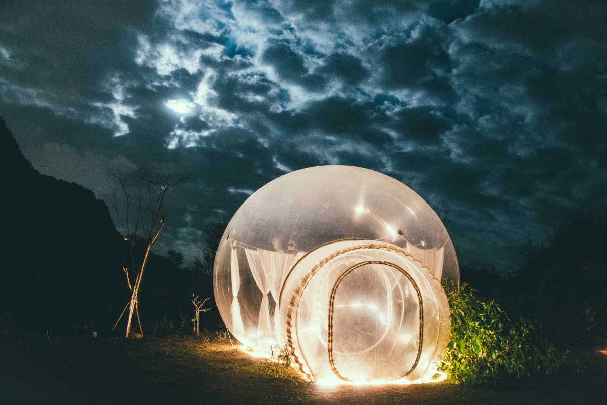 Bubble Glamping Tent in Bali at Nightime.jpg