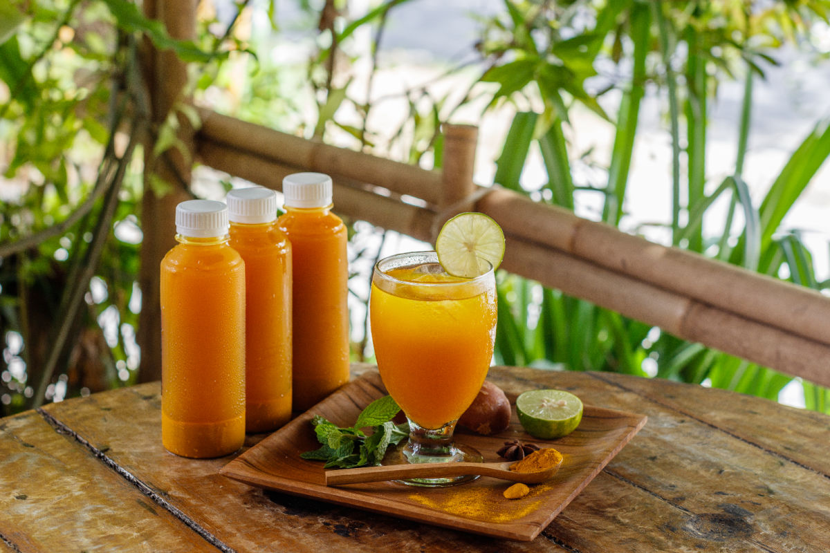 Jamu traditional herbal drink on table in Bali.jpg