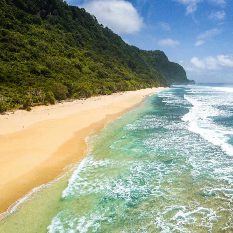 Aerial view of Nunggalan beach in Uluwatu Bali, Indonesia
