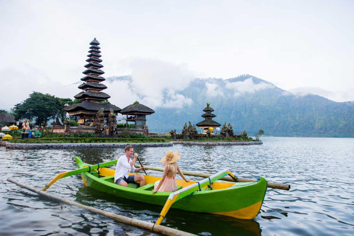 Couple On Boat On Lake Beratan by Temple in Bali.jpg
