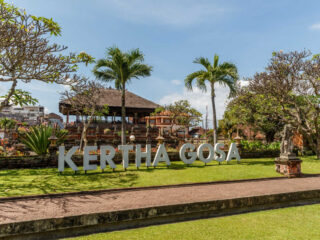 Tourists Exploring East Bali’s Royal Heritage At Kertha Gosa