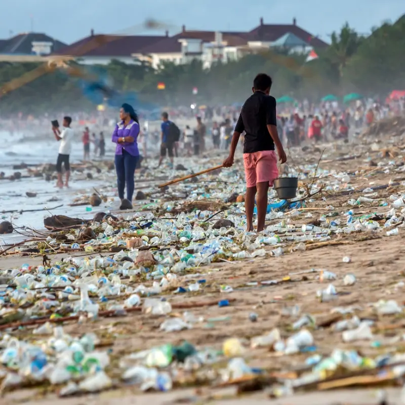 Bali Beach Covered with trash