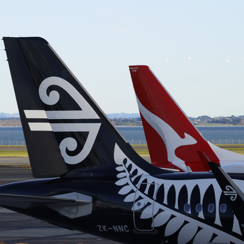 Air-New-Zealand-and-Qantas-Plane-at-Airport