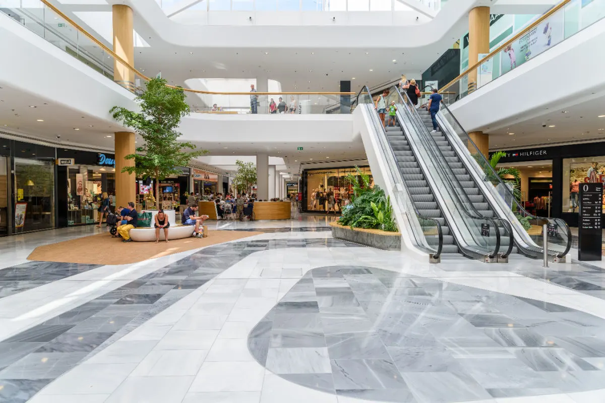 Inside of a shopping mall