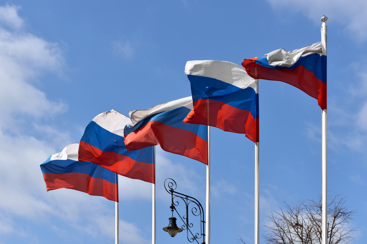 Russian Flags in Sky