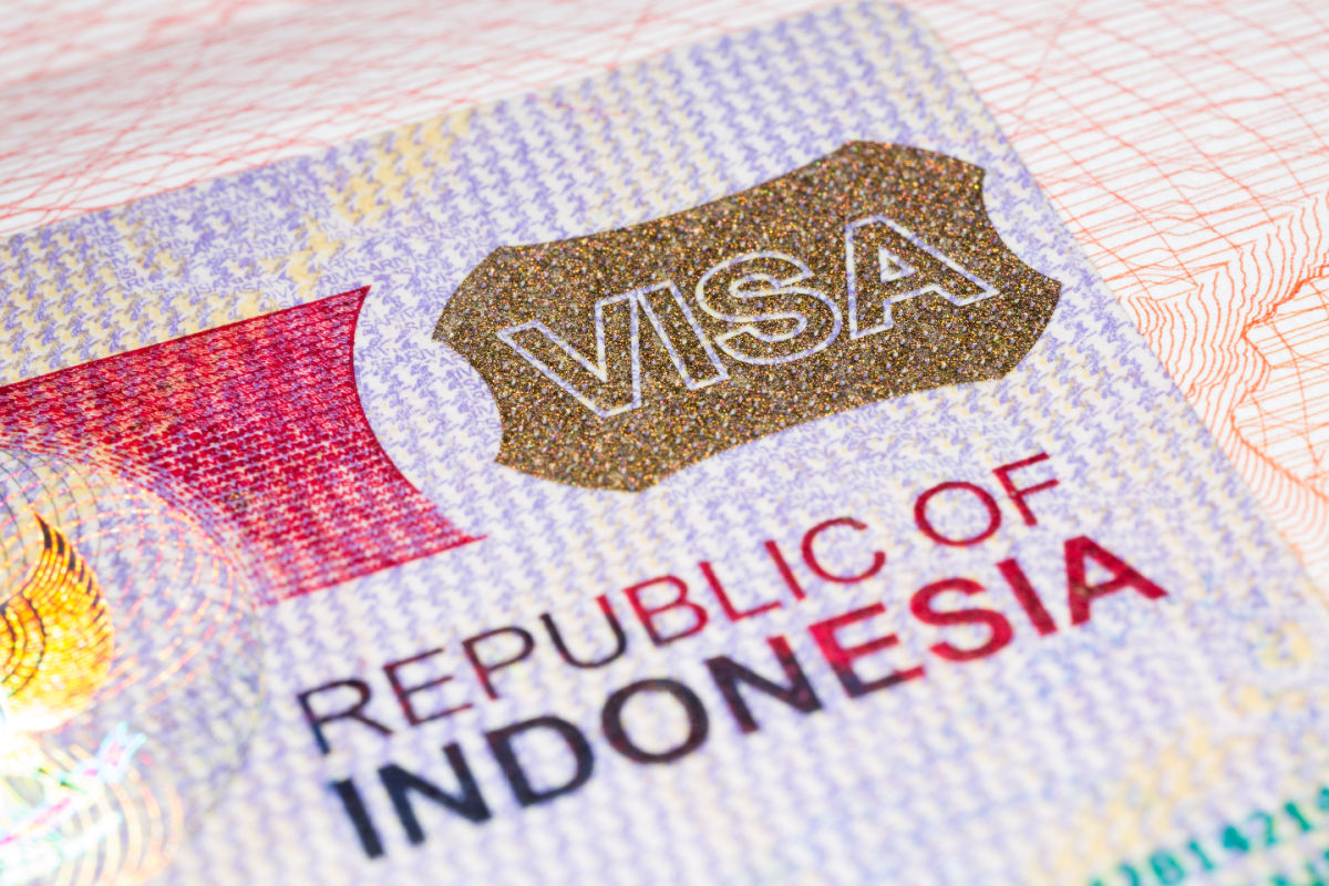 Indonesia Visa Stamp Close Up In Passport