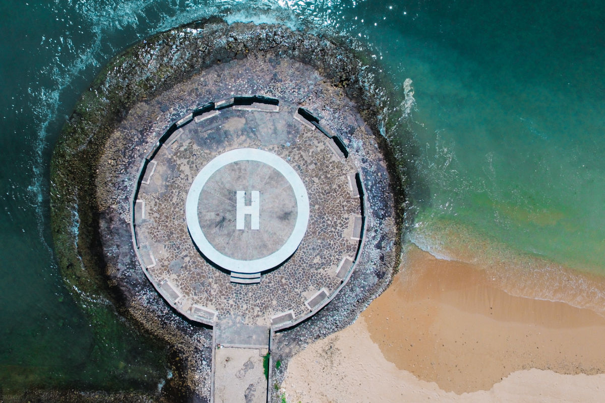 Helicopter Landing Pad Close To Sanur In Bali