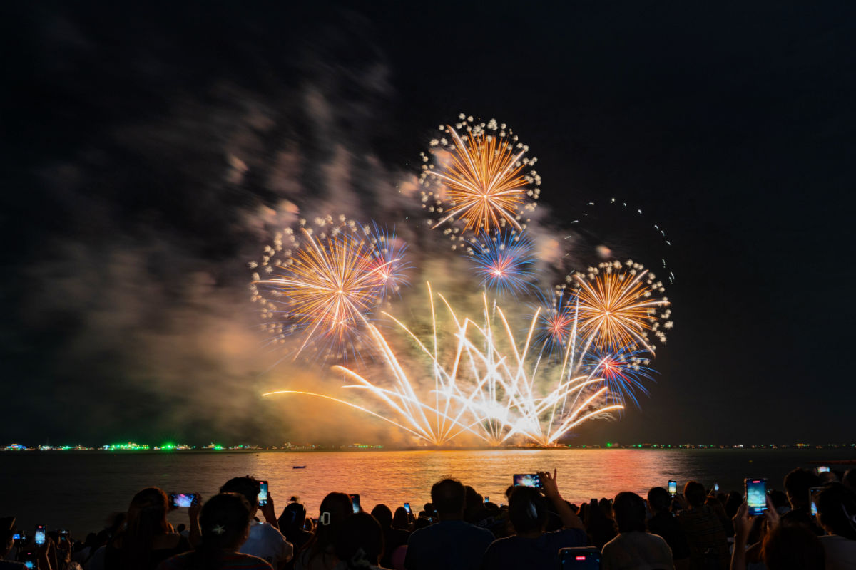 Fireworks Over Beach and Ocean.jpg