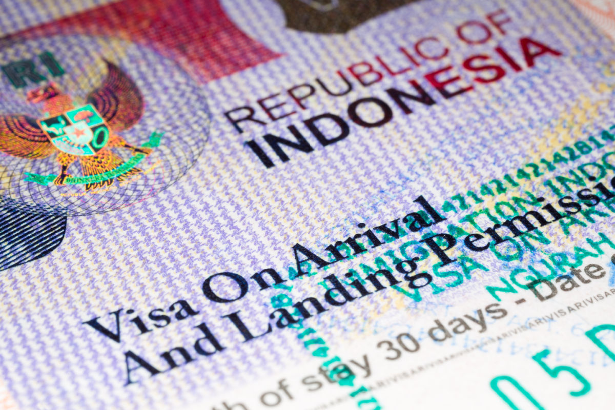 Close Up Of Indonesia Visa On Arrival in Passport