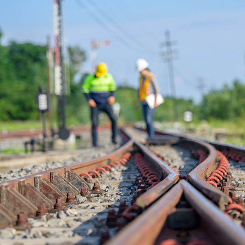 Construction-Workers-Look-at-Railway-Line