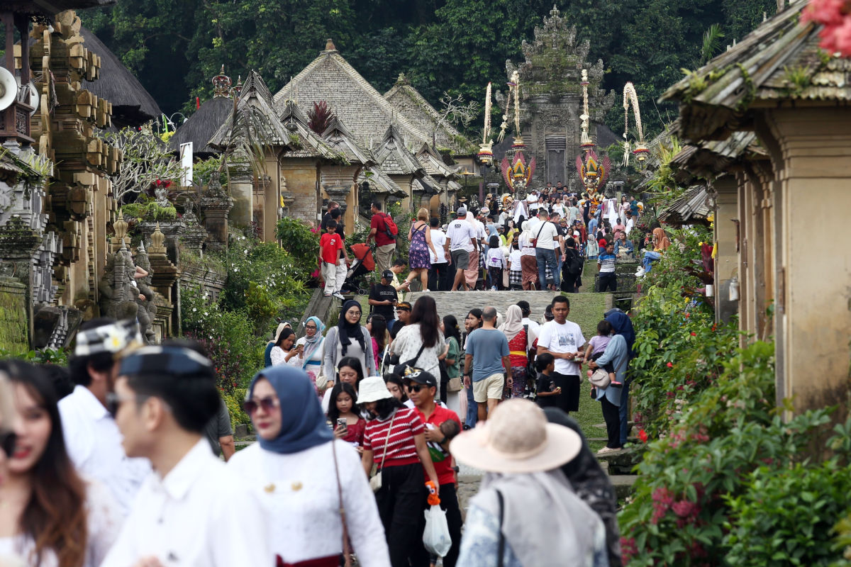 Busy Penglipuran Village In Bangli Bali