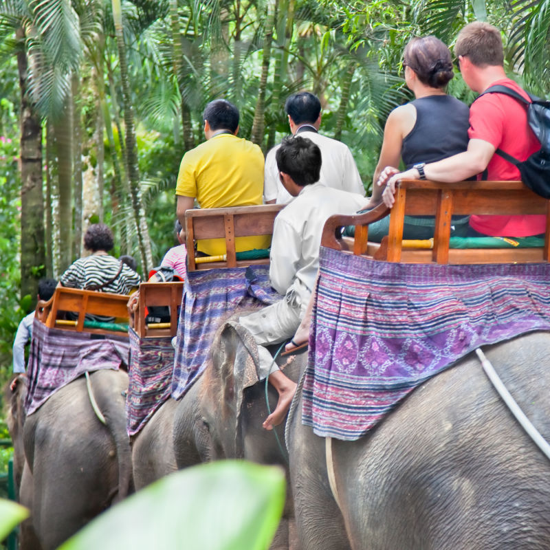 Tourists-Ride-Elephants-in-Bali