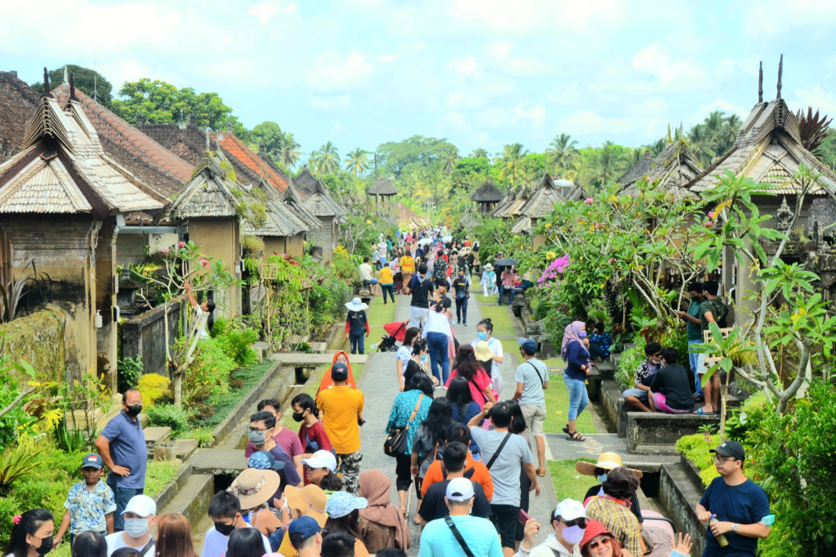 Busy Penglipuran Village in Bali With Tourists.jpg