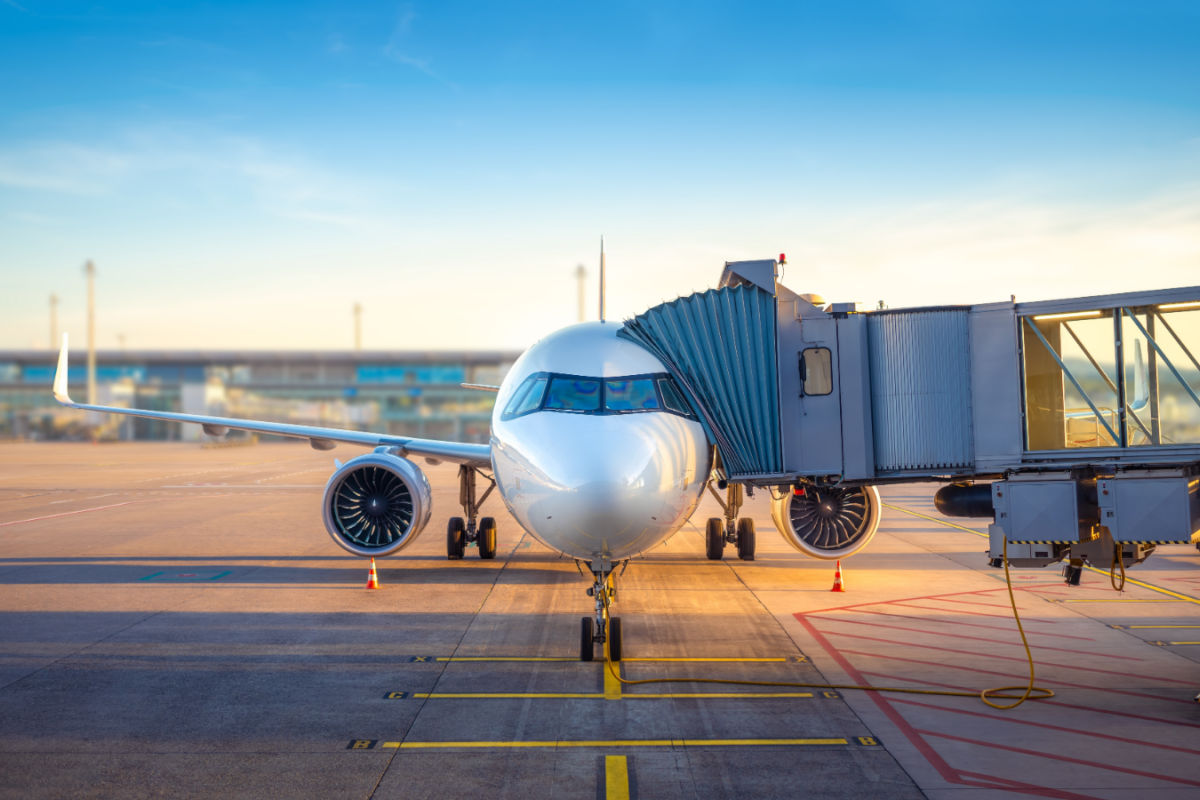 Airplane on Runway With Boarding Tunnel.jpg