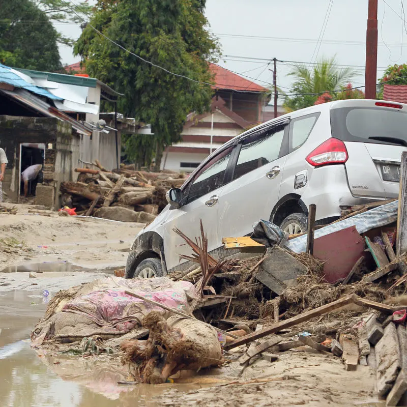 Car-Washed-Up-In-Flood-Water