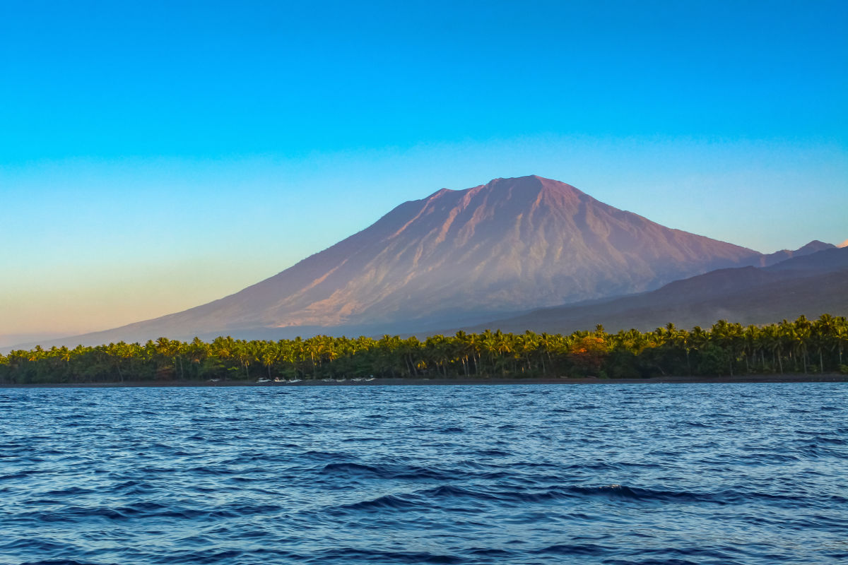 View of Mount Agung From Ocean in Bali