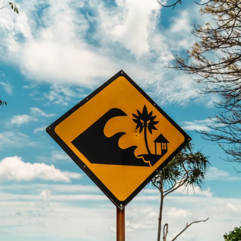 Earthuake Tsunami Sign Near Beach.jpg