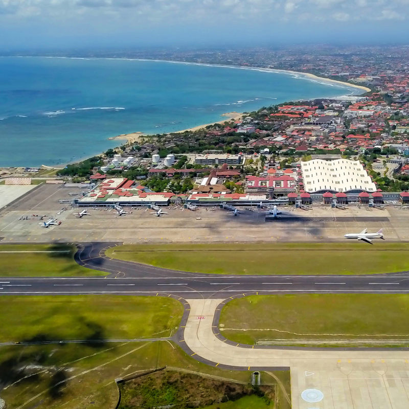 Bali Airport Runway and Ocean