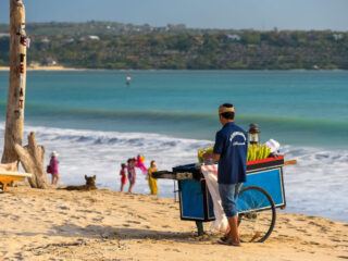 Vendor on Kedonganan Beach in Bali