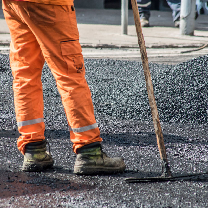 Road Construction Worker with Tarmac in Bali