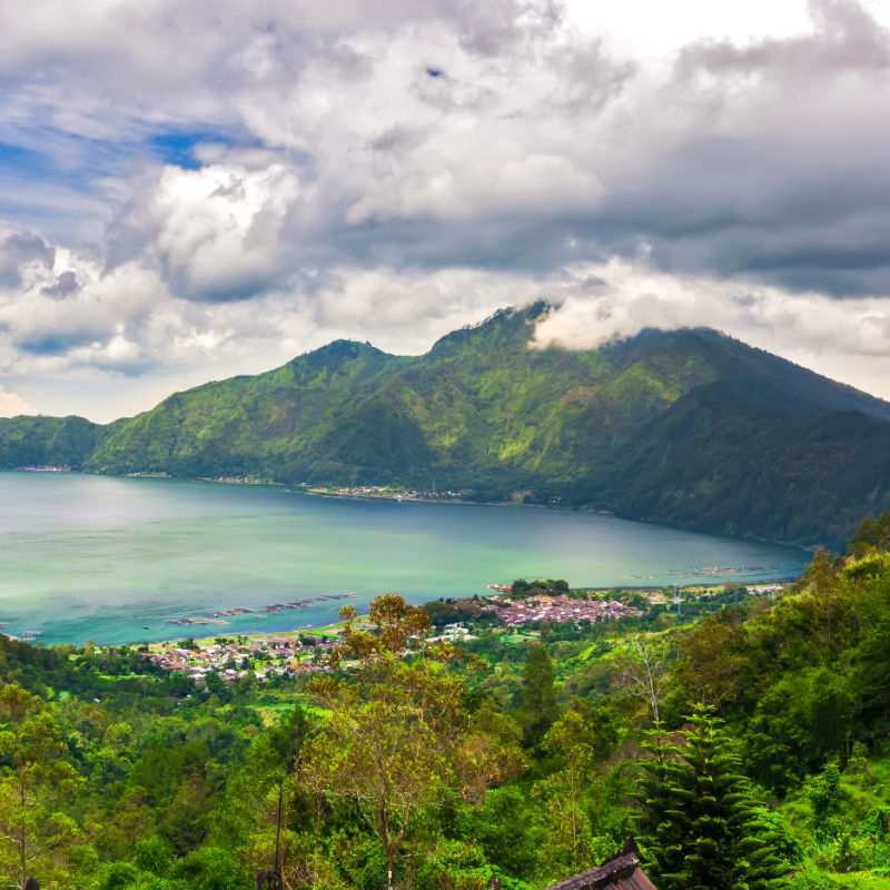 View of Lake Batur in Kintamani Bali
