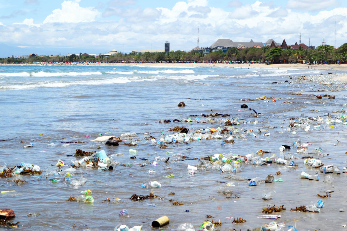 Trash on Kuta Beach in Bali