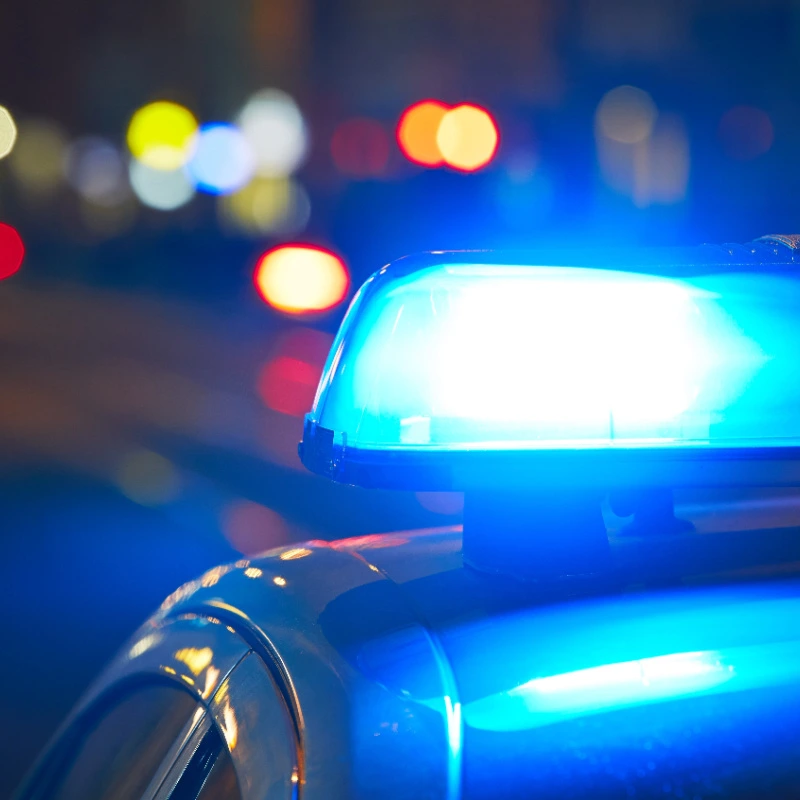 Blue Light on Police Car in Bali