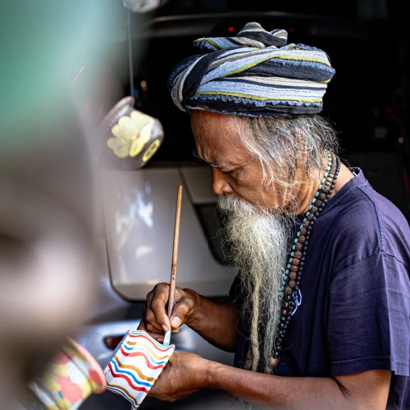 Bali Artist Paints Pot