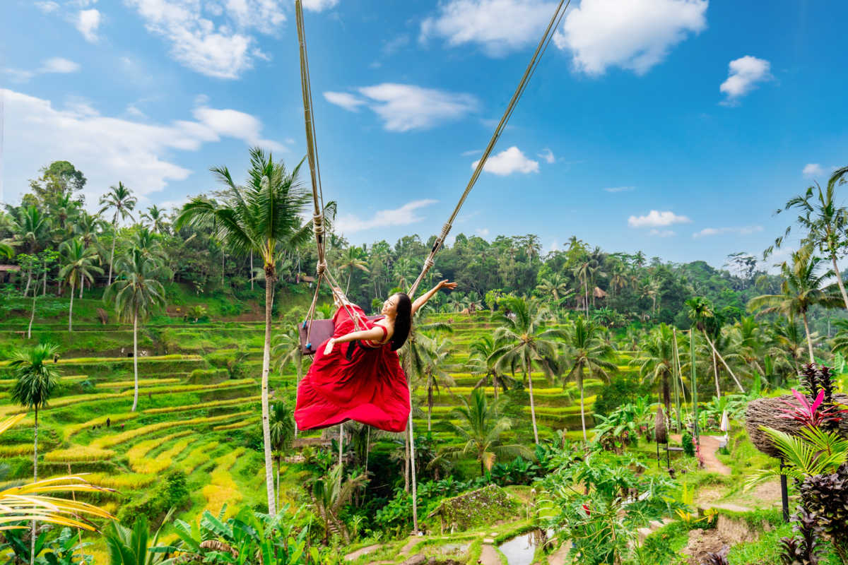 Woman on Bali Swing at Tegalalang Rice Terraces