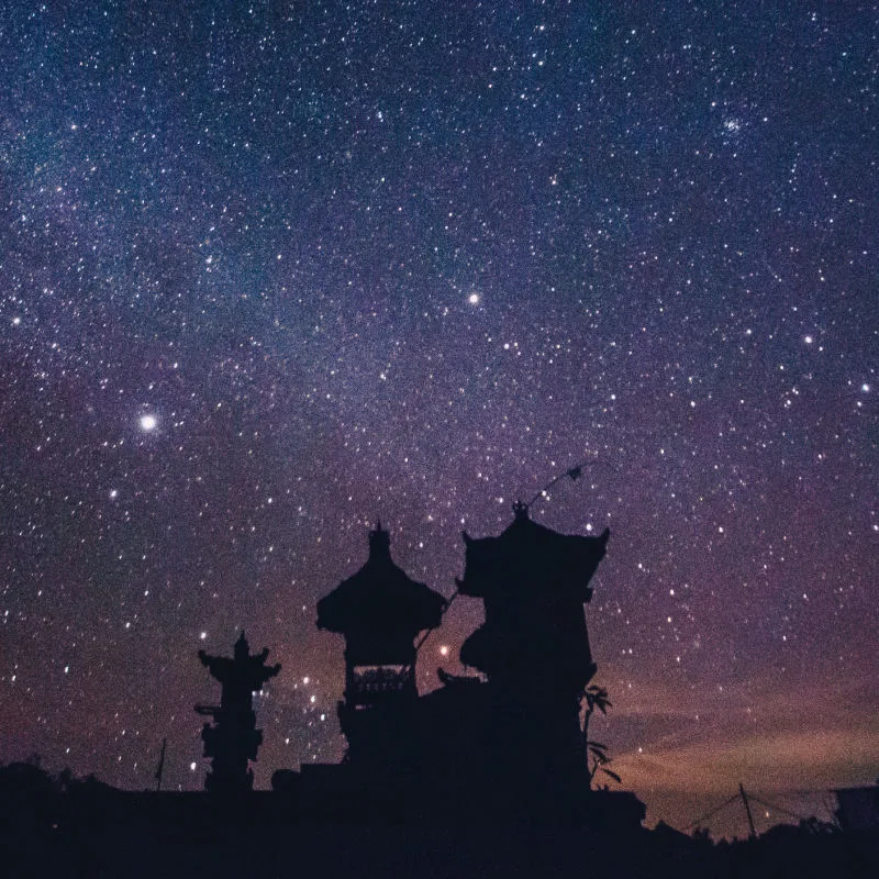 Stars Over Bali Temple at Night
