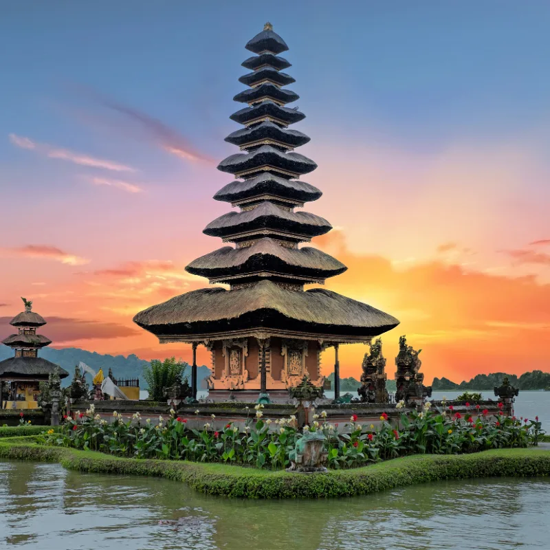 Ulun Danu Beratan Temple at Sunset in Bali