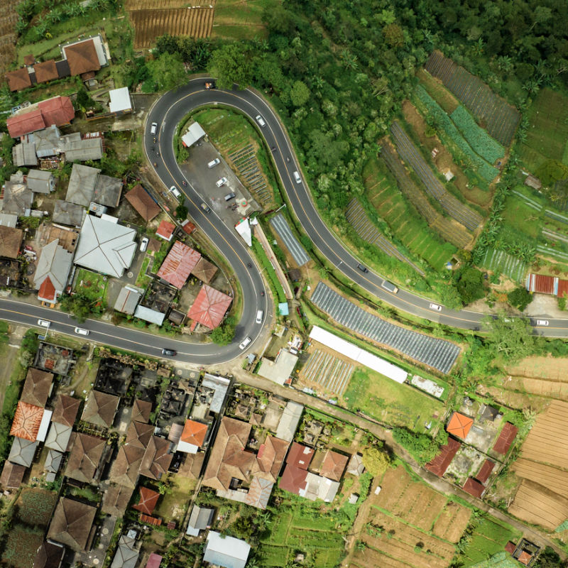 View of Road in Bali From Above