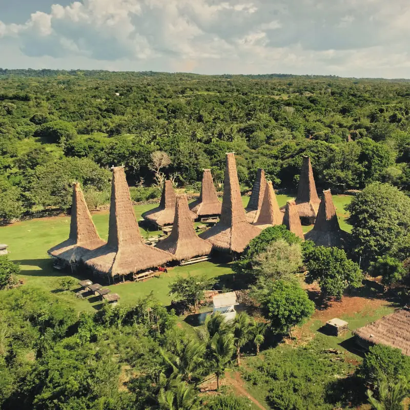 View of Sumba Island Traditional Village in Indonesia