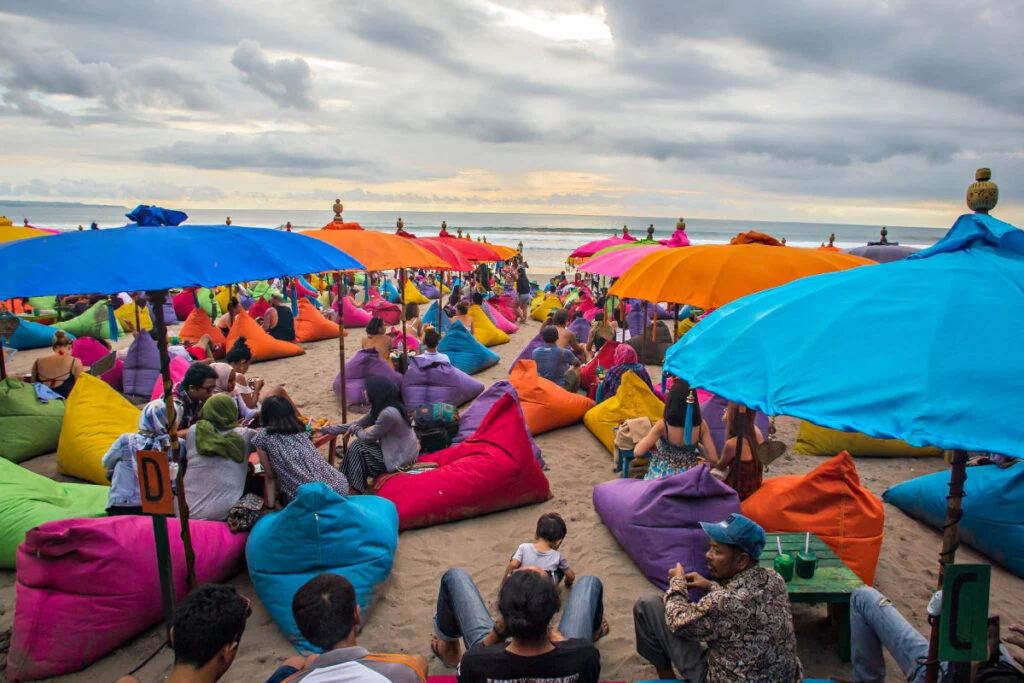 Busy Seminyak Beach in Bali