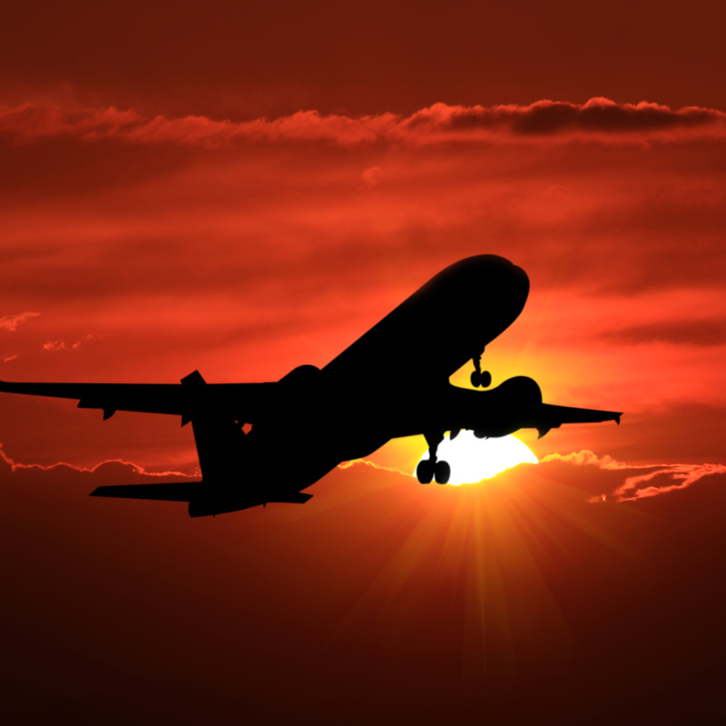 Plane at sunrise