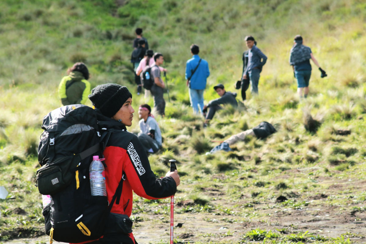 Hikers on Indoneisa Trekking Route Mountain Volcano Hike.jpg
