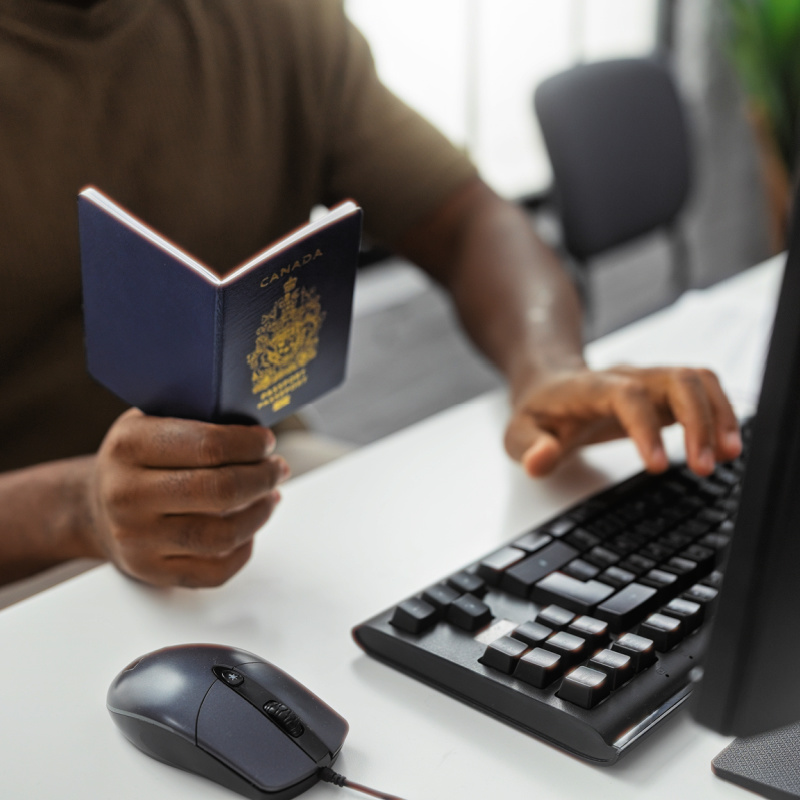 Passport Holder On Computer