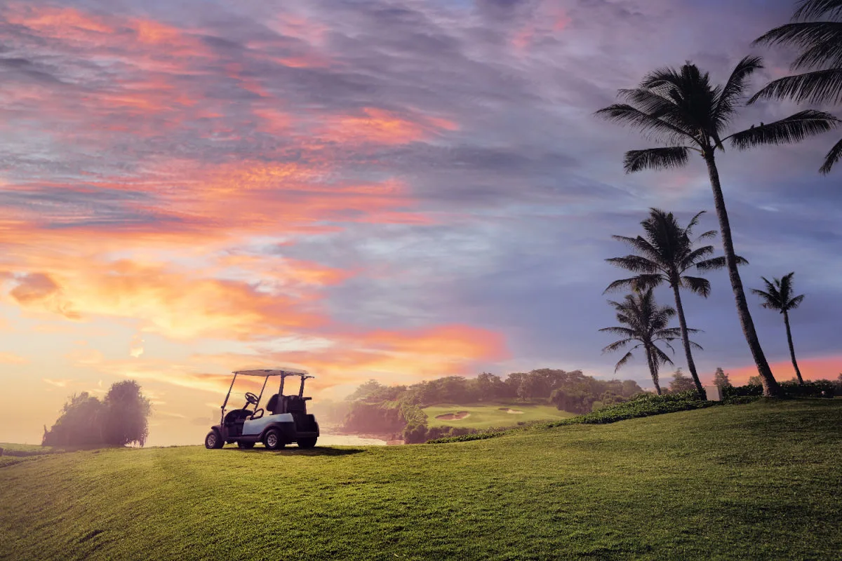Golf Caddy on Golf Course in Bali at Sunset.jpg