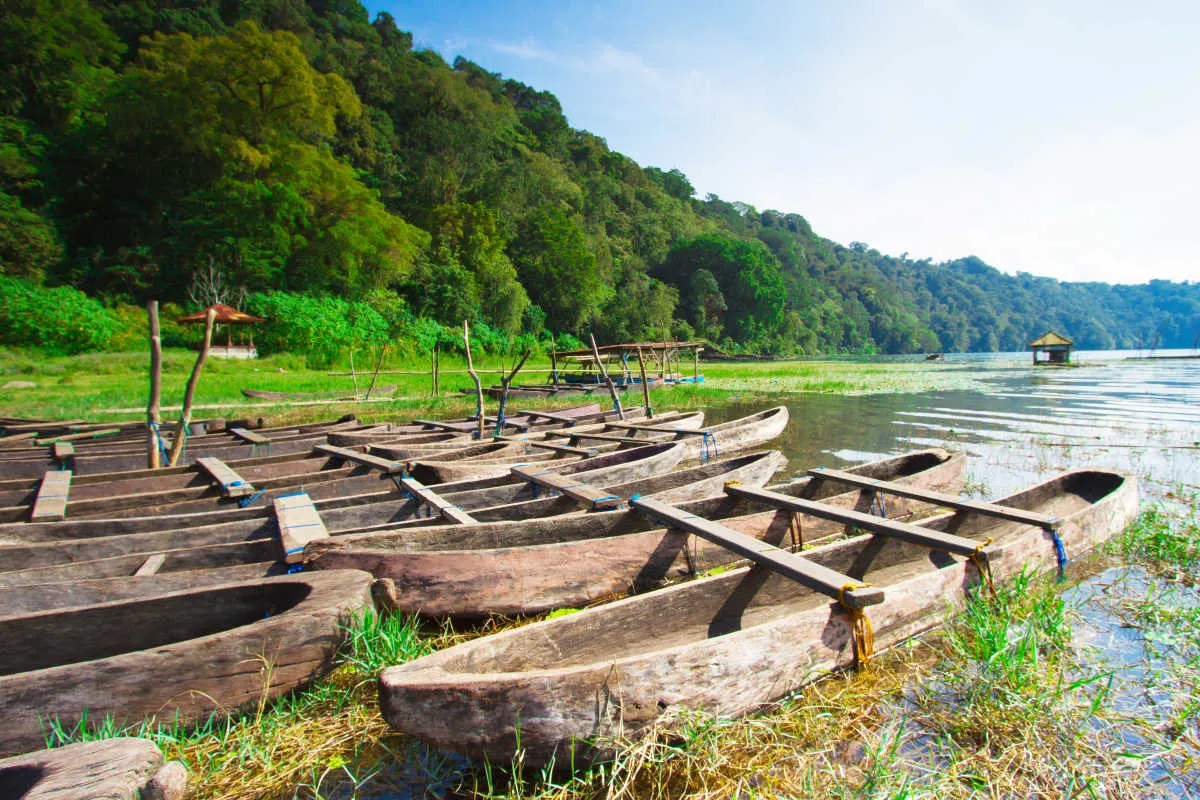 Wooden Boats on Lake Tamblingan Twin Lakes in North Bali.jpg