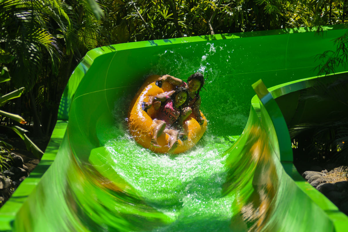 Family Enjoy Waterslide at Waterbom in Bali Kuta