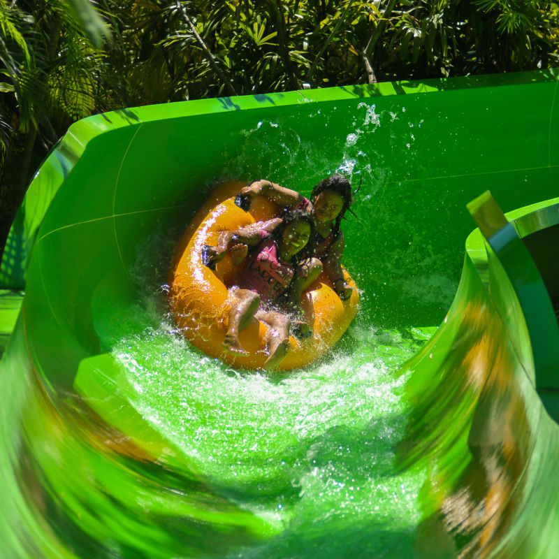 Family Enjoy Waterslide at Waterbom in Bali Kuta