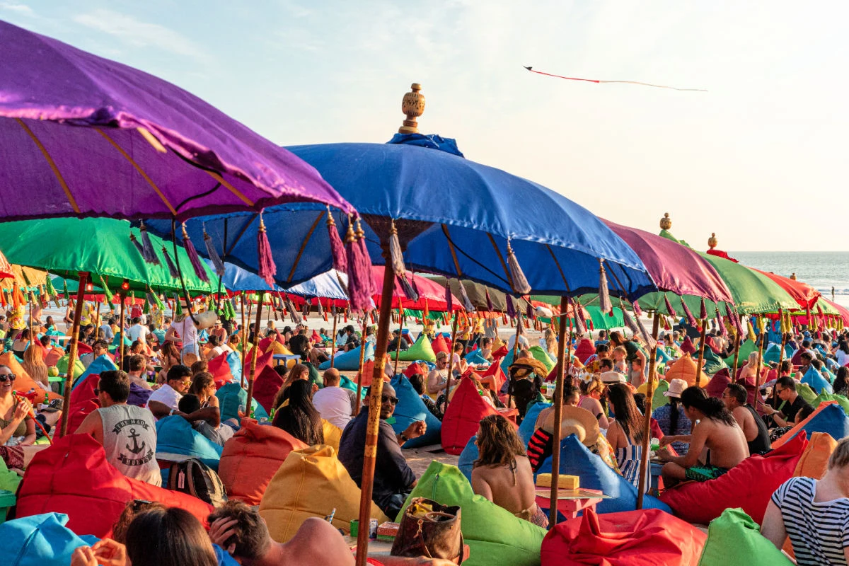 Busy Seminyak Beach with Tourists in Bali.jpg