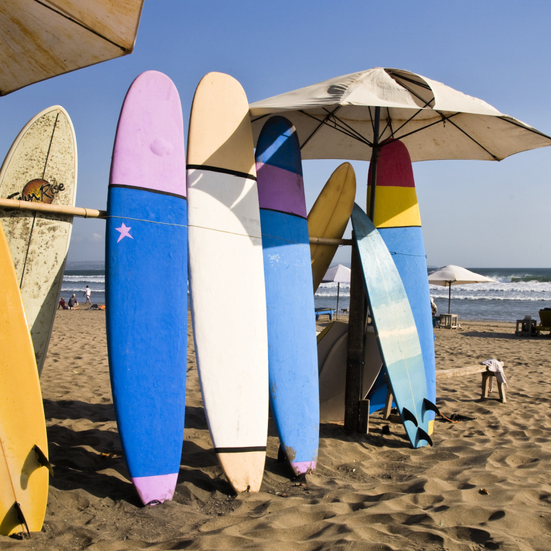 Surfboards on Bali Beach