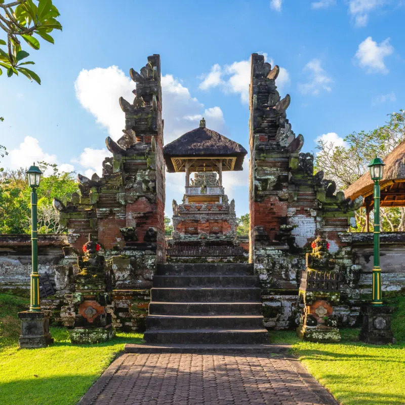 View of Gate at Pura Ayun Taman Temple in bali