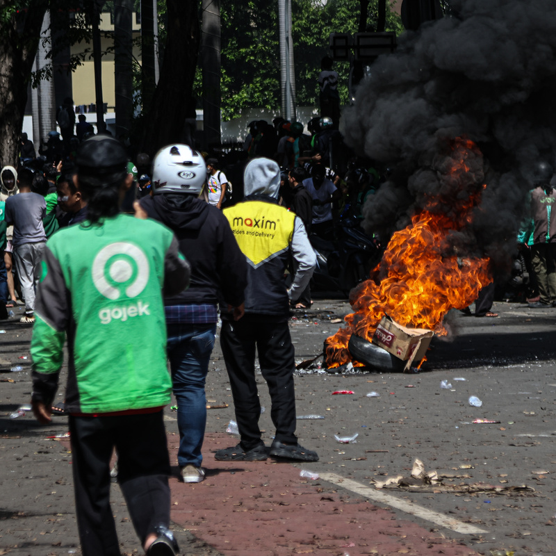 Riot Protest Demonstration in Jakarta Indonesia