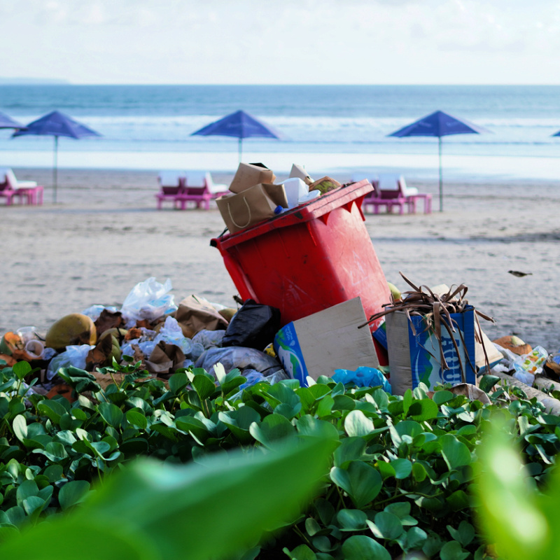 Trash Bin on Seminyak Beach in Bali