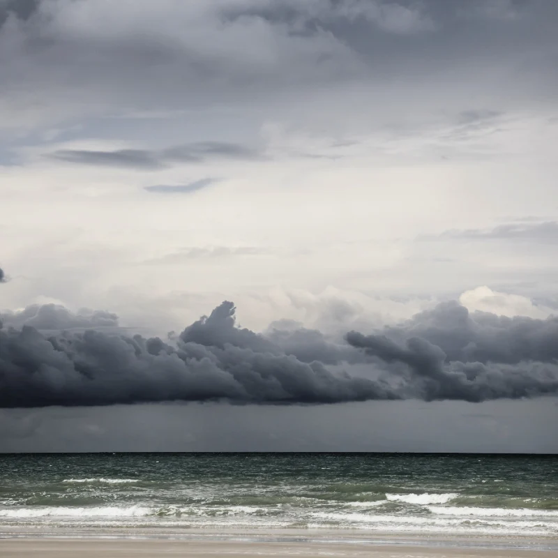 View of Rain Cloud Storm Over Beach in Bali