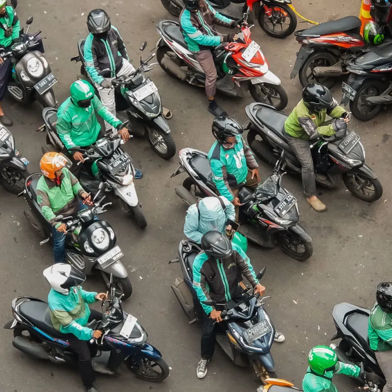 GoJek Grab Drivers On Road in Bali