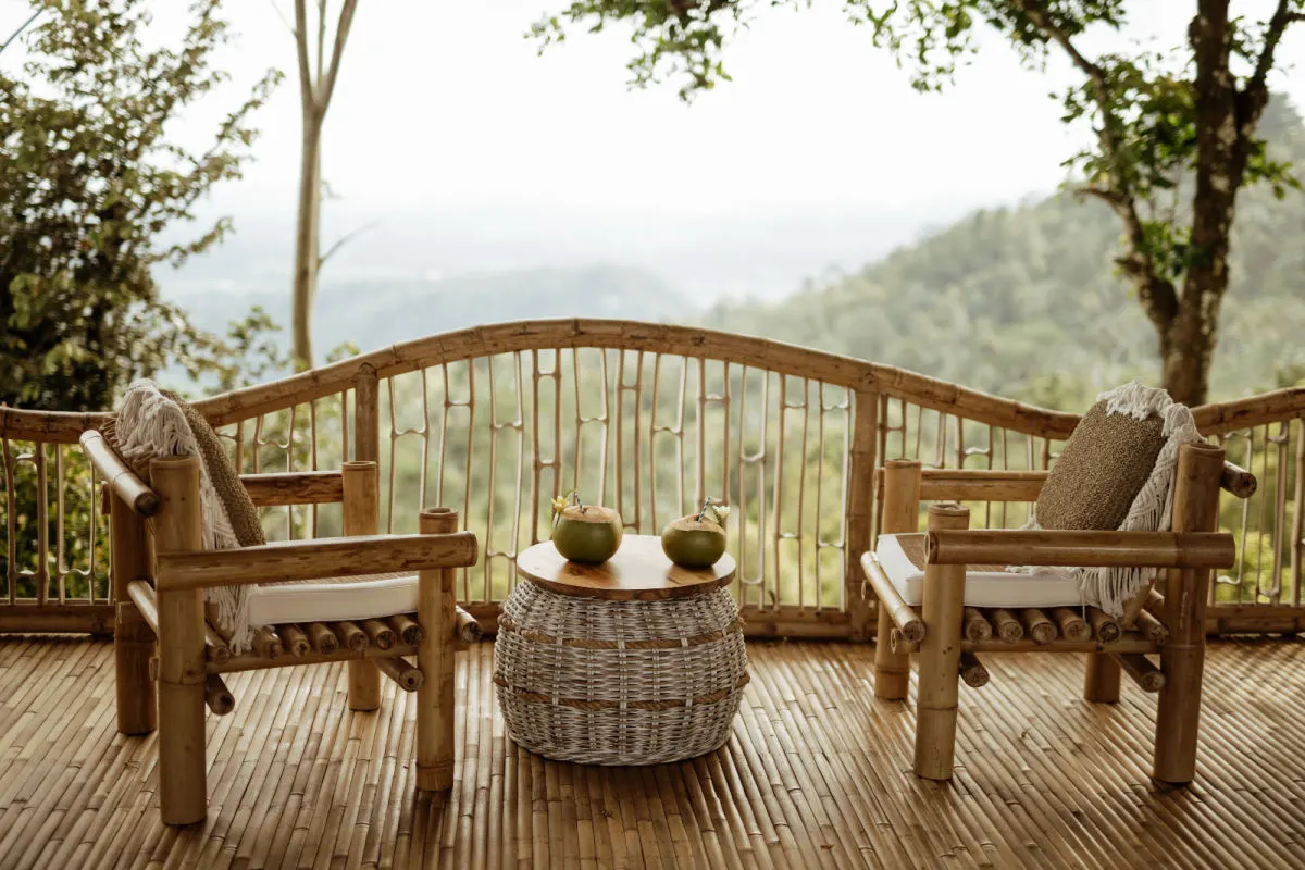 Eco hotel bamboo seating area in Bali.jpg