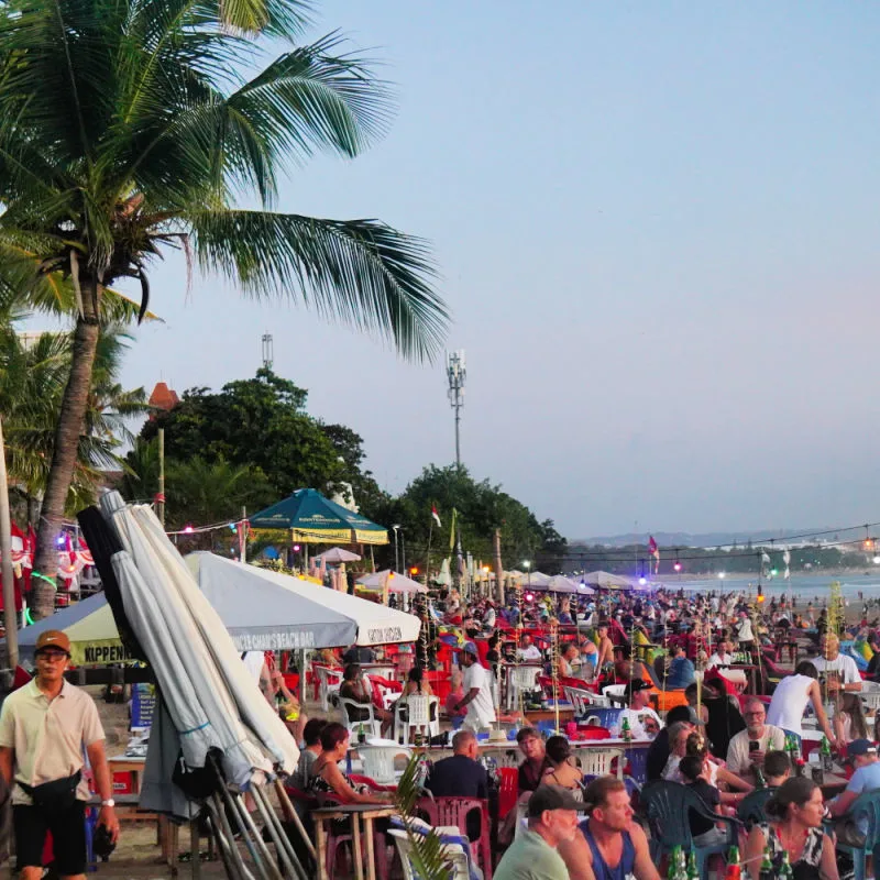 Busy Tourist Beach In Bali